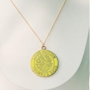 Yellow Louis Vuitton Trunks & Bags Text Necklace
